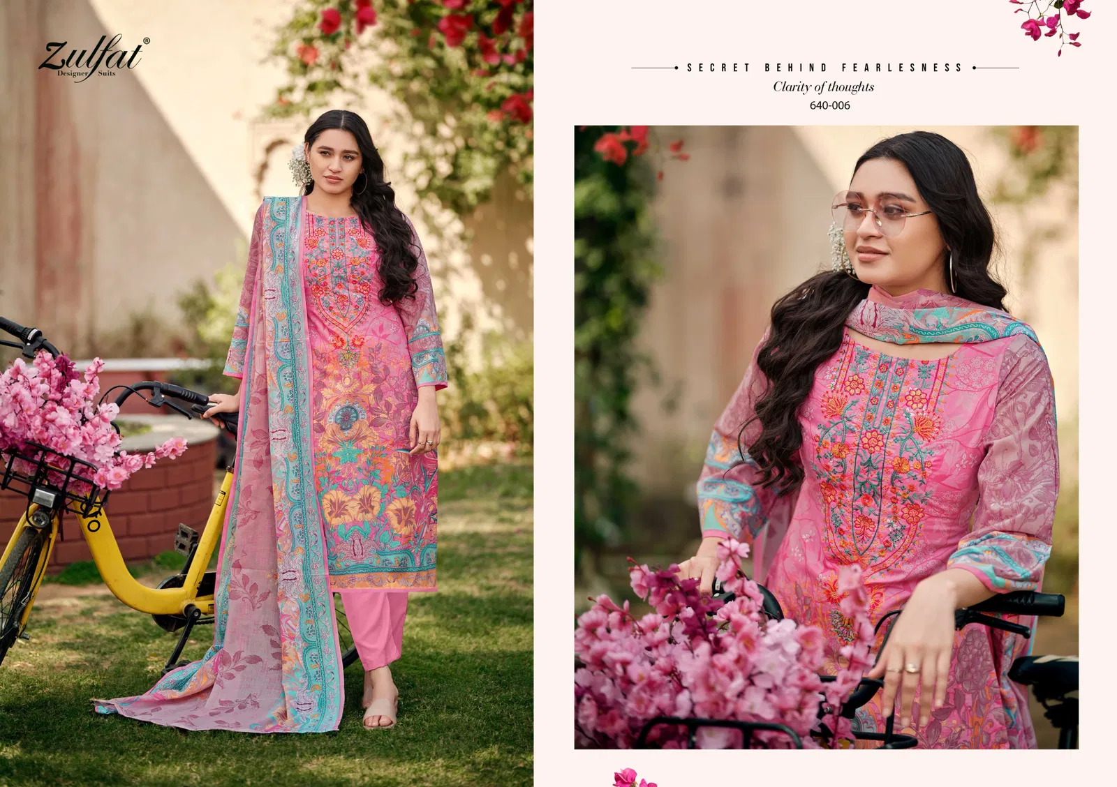 Gulzaar By Zulfat Pure Cotton Printed Embroidery Dress Material Online Wholesale